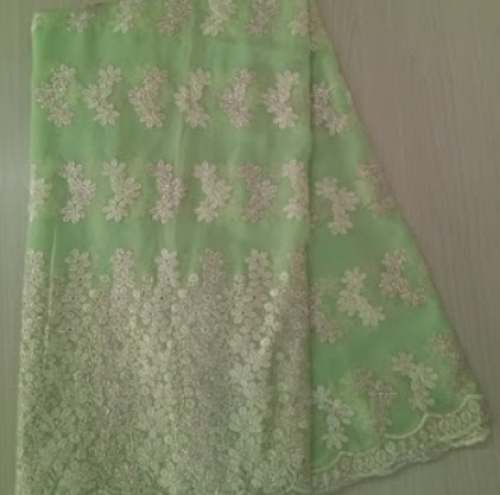 Chiffon Light Green Embroidery Fabric by HR Fabrics