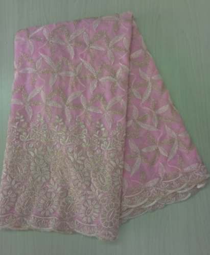 Pink Embroidery Garment Fabric by HR Fabrics