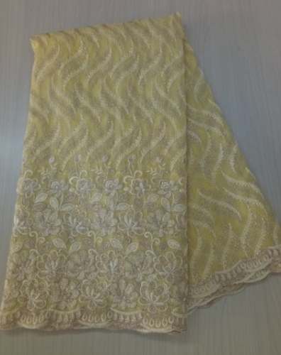 Yellow Embroidery Fabric For Garment At Wholesale by HR Fabrics