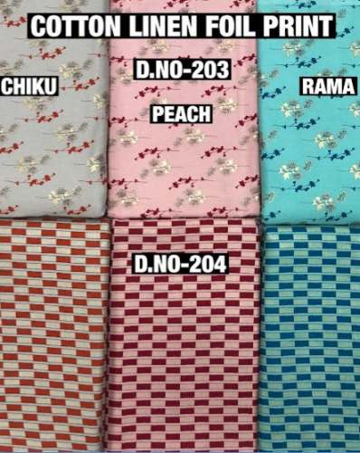 Buy Cotton Linen Foil Print Fabric by Vandeep International