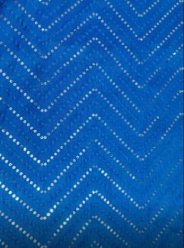 Blue Sequence Work Embroidery Fabric  by Vijaylene Silk Mills