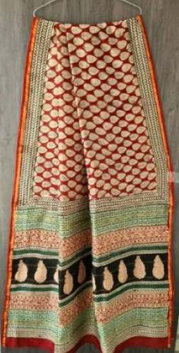 Fancy Chanderi Silk Block Printed Saree 