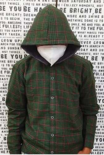 Check Pattern Hooded Cap Shirt  by Fashion King