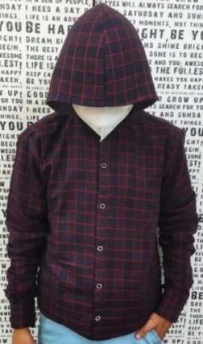 Wine Color Mens Hooded Shirt