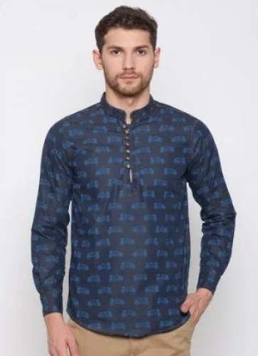 Blue Cotton Mens Shirt Style Kurta by Nick and Jess