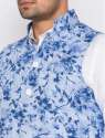 Sky Blue Mens Printed Nehru Jacket thumb 1