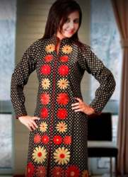 Black Printed Straight Kurti For Women