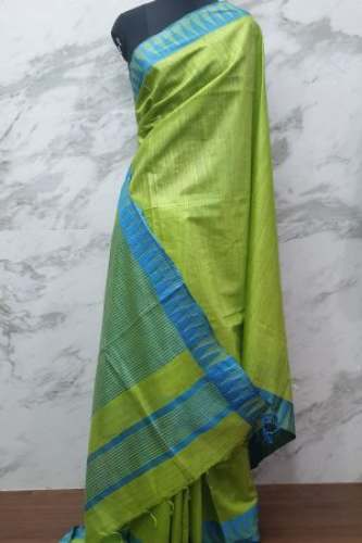 Fancy Green Tussar Plain Saree by Purvi