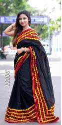 Black Cotton Handloom Saree For Women