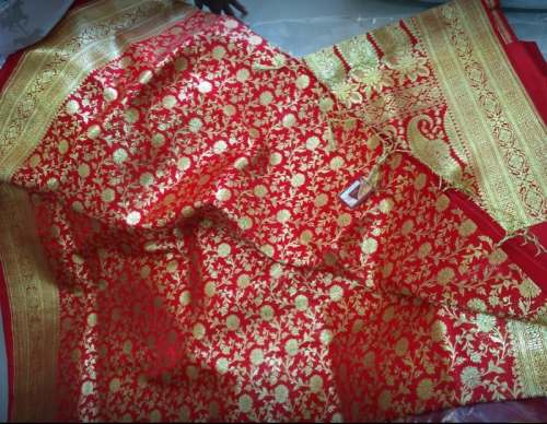 Red Banarasi Silk Saree At Wholesale Rate by Mamoni Sarees