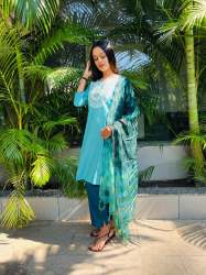 Ladies Cotton With Embroidered And Sequins Work