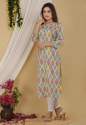 Ladies Premium muslin foil print Straight Kurtis