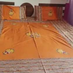 Pure Cotton Applique Work Bed Sheet