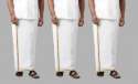 Mens White Dhoti with Golden Border