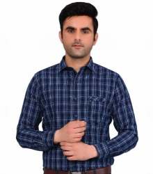 Dark Blue Checks Mens Shirt 