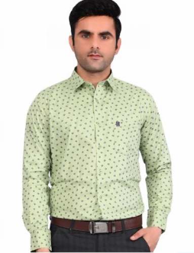 Fancy Olive Green Printed Men Shirt 