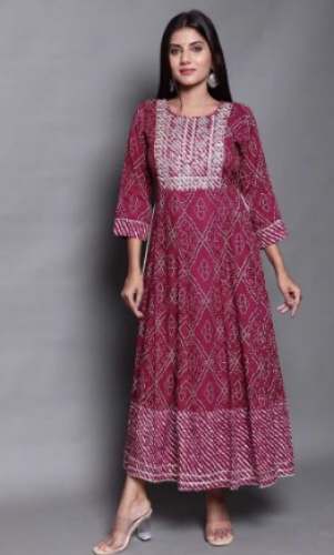 Wine Color Long Jaipuri Kurti  by Jakira Export International