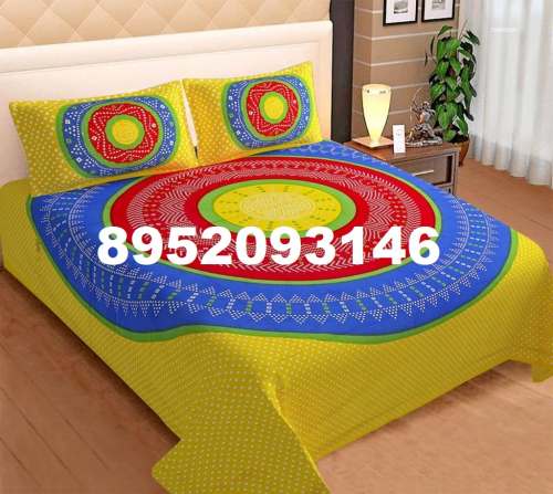 Double Bed Indigo Printed Bedsheet 90x108