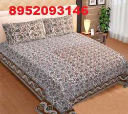 Double Bed Printed Bedsheet Indigo