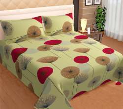 Double Bed Printed Bedsheet Yellow