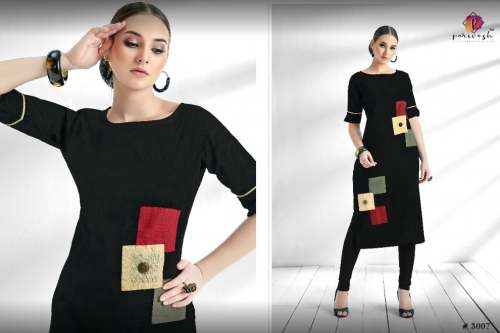 Formal Wear Black Straight Kurti by Pooja Kurtis