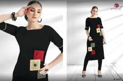 Formal Wear Black Straight Kurti