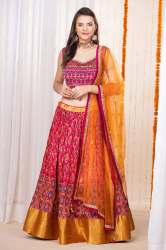 Pink and Orange Color Georgette Lehenga Set