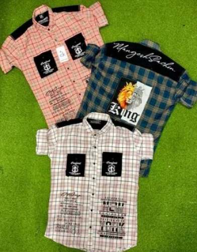 Double Pocket Checks Mens Shirt from Surat  by R J Fashion Hub