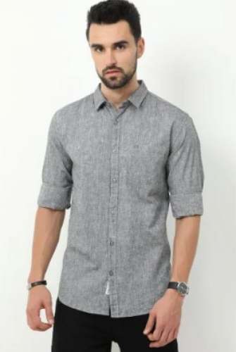 Plain Grey Linen Shirt for Mens at Wholesale Rate  by Arihant Enterprises