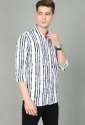 Slim Fit Striped design Black n White Lycra Shirt thumb 1
