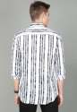 Slim Fit Striped design Black n White Lycra Shirt thumb 2
