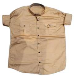 Mens Full Sleeves Light Peach Plain Cotton Shirt