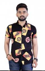 Mens Lycra Printed Half Sleeves Shirt