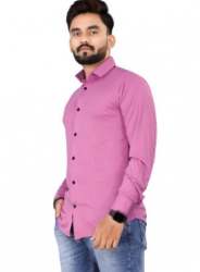 Mens Pink Lycra Full Sleeve Shirt