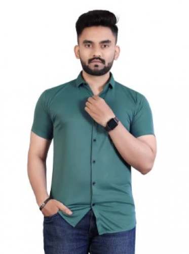 Plain Green Lycra Shirt For Men