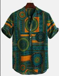 Beach Wear Short Sleeve Printed Men Shirt 