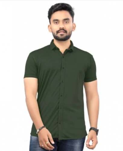 Fancy Lycra Dark Green Mens Shirt by Sivansh fashion