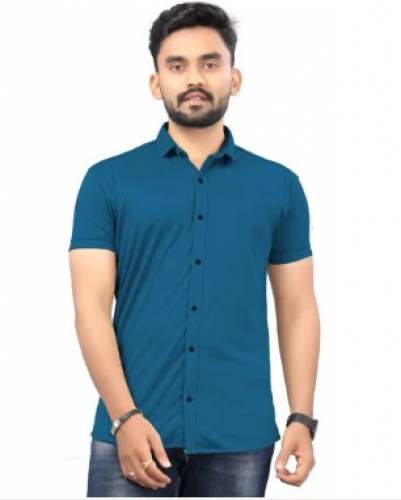 Light Blue Lycra Casual Mens Shirt