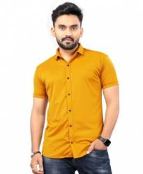 Mustard Yellow Lycra Mens Shirt