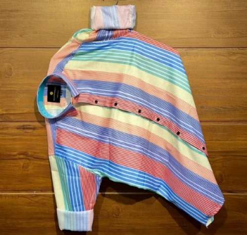 Men Regular Fit Striped Multicolor Shirt by Soham Apparels