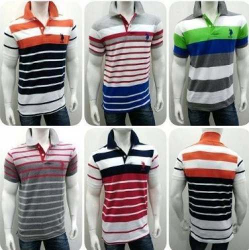 Striped Collar T Shirt For Men by Paapi Creations
