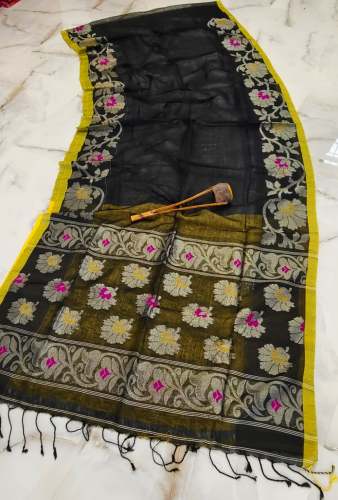 Premium quality hand woven lilen saree