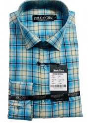 Sky Blue Cotton Checks Shirt for Mens