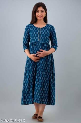 Indigo Print Maternity Cotton Kurti By Footari by footari