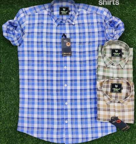 Formal Wear Cotton Twill Check Shirt c-041