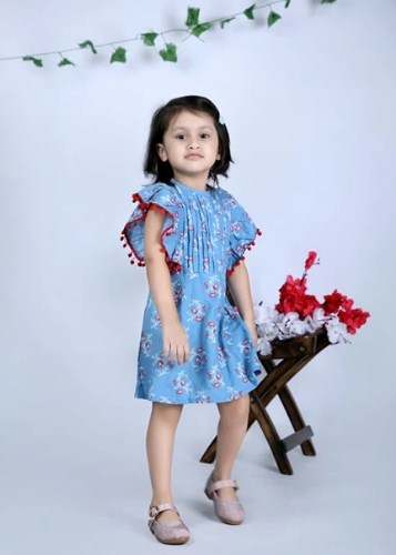 Sky Blue Short Frock for Girls 