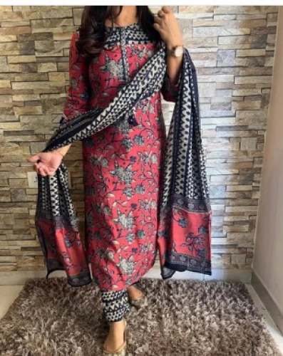 Ladies Cotton Kurti with Pant and Dupatta Set