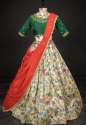 Elegant Printed Zarna Silk Lehenga Choli thumb 1