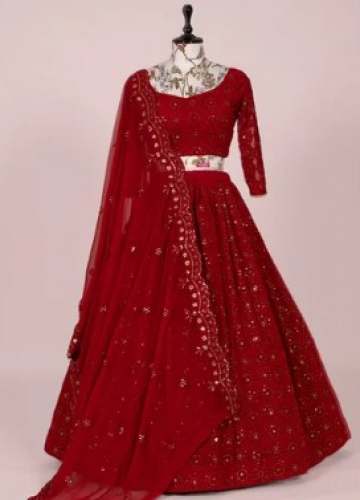 Red Georgette Embroidered Lehenga of KGF 2