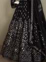 Stylish Semi Stitched Black Sequence Lehenga thumb 1